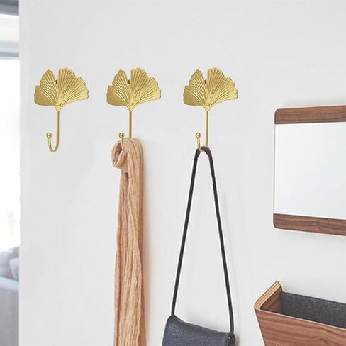 MOROBOR Decorative Iron Hooks, 4 PCS Ginkgo Leaf Maple Leaf Shape Gold Leaf Wall Mounted Hooks Key Holder Hat Hanger for Towel, Coat, Photo Frame, Bag and Umbrella in Saudi Arabia