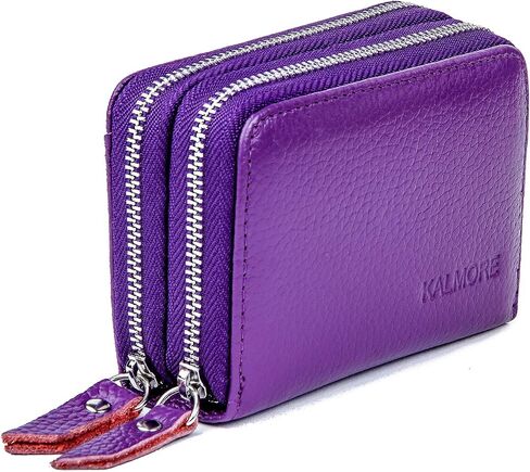 KALMORE Wallets for Women Genuine Leather Double Zipper RFID Blocking Purse with Coin Pocket in Kuwait