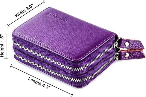 KALMORE Wallets for Women Genuine Leather Double Zipper RFID Blocking Purse with Coin Pocket in Kuwait