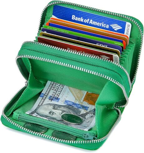 محافظ KALMORE للنساء من الجلد الطبيعي بسحاب مزدوج ومحفظة حجب RFID مع جيب للعملات المعدنية in Kuwait