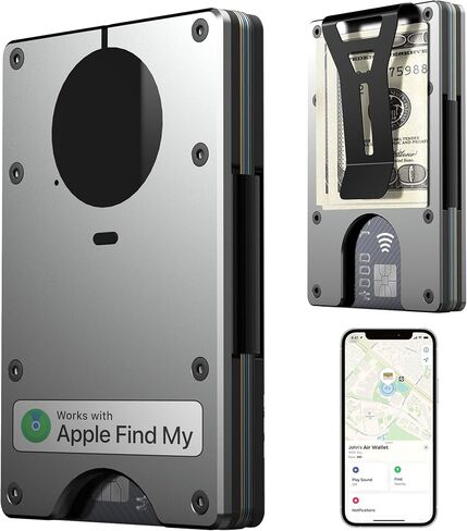 Air Wallet Minimalist Wallet With Built In Airtag Chip, Rfid Blocking Credit Card Holder, Slim Wallet For Men, Compatible With Apple Find My Ios Only,Trackable Wallet (Macaron Powder) in Kuwait