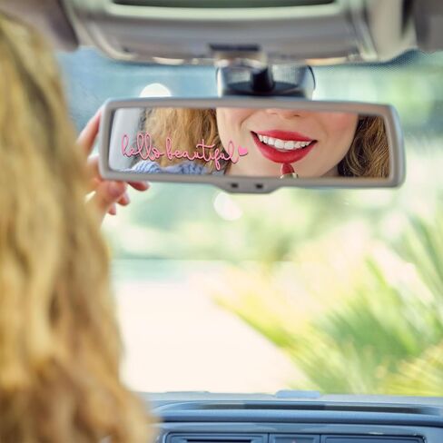 3 Pcs Hello Beautiful Rearview Mirror Decal with Heart, Vinyl Stickers Car Window Water Bottle Vanity Mirror Stickers Positive Affirmation for Women Girl Laptop Gift(Black) in Saudi Arabia