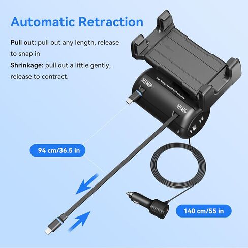OHLPRO Multi-Car Retractable Backseat Charging Station, 110W Fast Car Charger Adapter for All Phones, Great for Taxi, Uber, Lyft, Rideshare, USB/Type-C/Lightning Charge Ports, Attaches to Headrest in Saudi Arabia