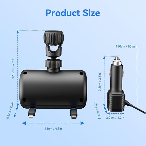 OHLPRO Multi-Car Retractable Backseat Charging Station, 110W Fast Car Charger Adapter for All Phones, Great for Taxi, Uber, Lyft, Rideshare, USB/Type-C/Lightning Charge Ports, Attaches to Headrest in Saudi Arabia