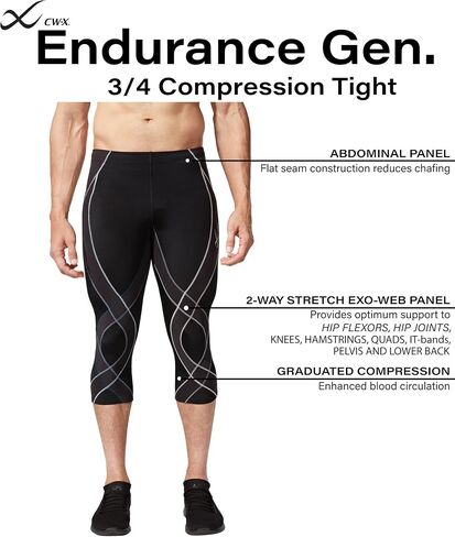 CW-X Men's Endurance Generator Joint and Muscle Support 3/4 Compression Tight in Kuwait