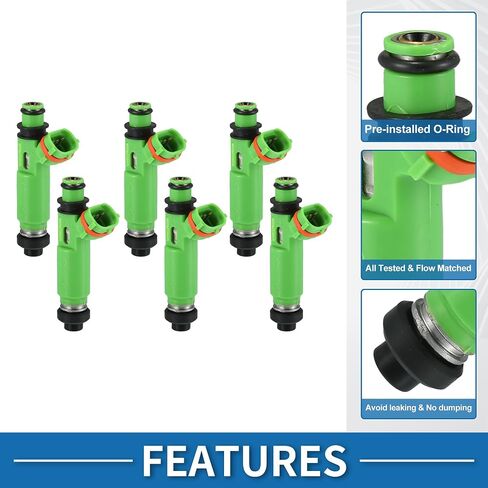 Fuel Injector No.MD332733 Fuel Injection Nozzle for Mitsubishi Montero Sport 1997-2001 LS XLS 3.0L for Mitsubishi Montero 1997 3.5L Green 6 Pcs in Saudi Arabia