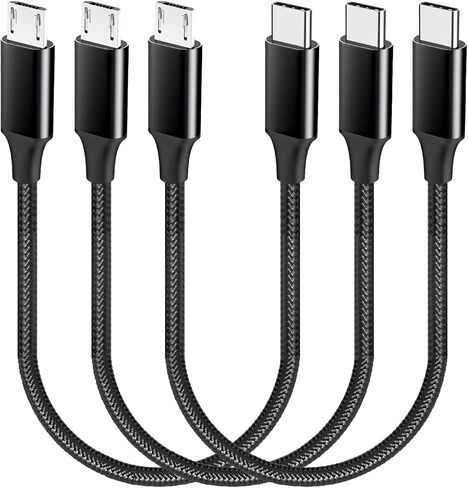 UCEC 3PCS Short USB C to Micro USB Cable, Micro USB to USB C Cable, Type C to Micro USB to USB-C Charging Cord, MicroUSB to USB C USBC for MicroUSB USBC Devices Tablet Camera Speaker Phone, 0.88ft in Saudi Arabia