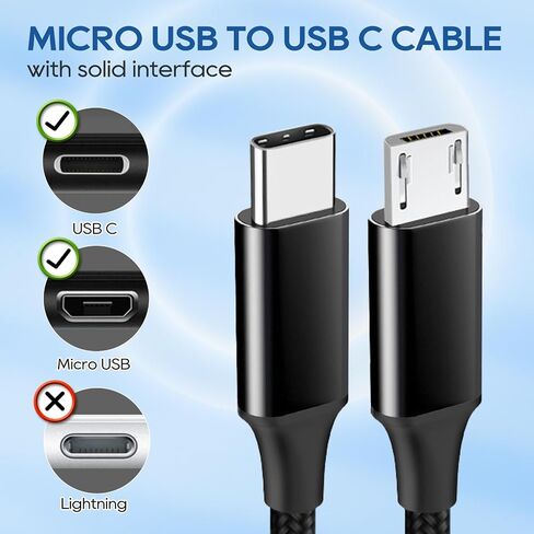 UCEC 3PCS Short USB C to Micro USB Cable, Micro USB to USB C Cable, Type C to Micro USB to USB-C Charging Cord, MicroUSB to USB C USBC for MicroUSB USBC Devices Tablet Camera Speaker Phone, 0.88ft in Saudi Arabia