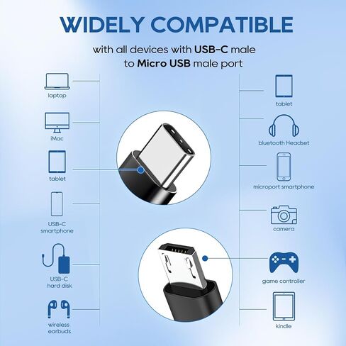 UCEC 3PCS Short USB C to Micro USB Cable, Micro USB to USB C Cable, Type C to Micro USB to USB-C Charging Cord, MicroUSB to USB C USBC for MicroUSB USBC Devices Tablet Camera Speaker Phone, 0.88ft in Saudi Arabia
