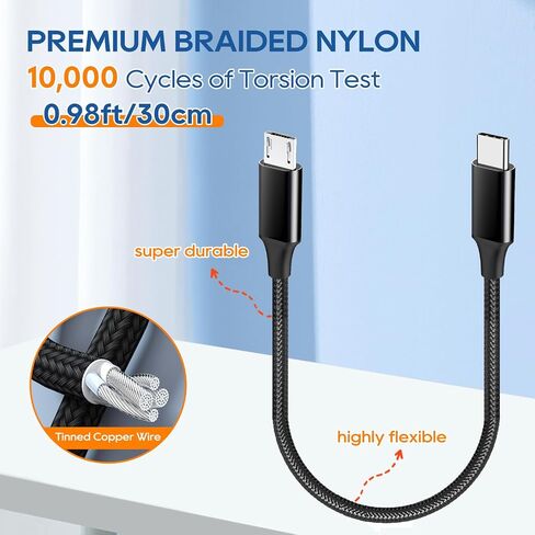 UCEC 3PCS Short USB C to Micro USB Cable, Micro USB to USB C Cable, Type C to Micro USB to USB-C Charging Cord, MicroUSB to USB C USBC for MicroUSB USBC Devices Tablet Camera Speaker Phone, 0.88ft in Saudi Arabia