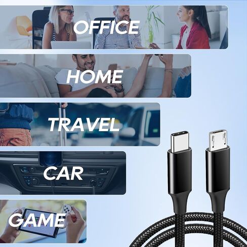 UCEC 3PCS Short USB C to Micro USB Cable, Micro USB to USB C Cable, Type C to Micro USB to USB-C Charging Cord, MicroUSB to USB C USBC for MicroUSB USBC Devices Tablet Camera Speaker Phone, 0.88ft in Saudi Arabia
