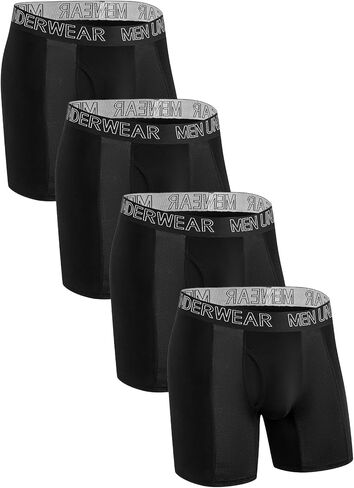 ملابس داخلية بوكسر كبيرة وطويلة L-5XL للرجال مكونة من 4 قطع، منطقة شبكية للتبريد، طويلة الساق، حزمة ملابس داخلية ماصة للرطوبة in Kuwait