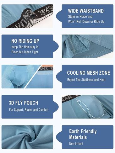 Men's 4-Pack Big & Tall L-5XL Underwear Boxer Briefs Fly,Cooling Mesh Zone, Long-leg,Moisture-Wicking Underwear Pack in Kuwait