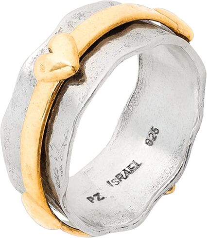 Paz Creations Women's 925 Sterling Silver Heart Spinner Ring - Boho Style Fidget Ring With Sturdy Band - Handmade Artisan Jewelry, Gift Ready For Her in Saudi Arabia