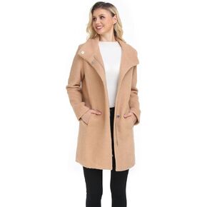 ODCOCD Women's Elegant Solid Color Mid-Length Thicken Warm Wool Blend Coat