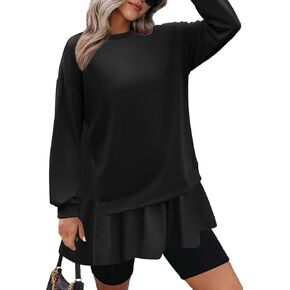 Zeagoo Womens Sweatshirts Plaid Patchwork Crewneck Preppy Long Sleeve Hoodie 2024 Trendy Teen Girls Flowy Pullover Top