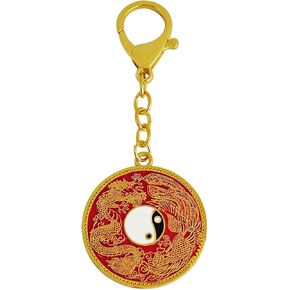 2025 Feng Shui "Yang More Than Yin" Mirror Keychain Dragon Phoenix Mirror Keychain w5647