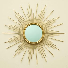MAIKAILUN 24'' Gold Sunburst Wall Mirror Boho Home Decor Mordern Round Hanging Wall Art for Living Room/Bedroom/Bathroom/Entryway