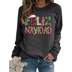 BANGELY Feliz Navidad عيد الميلاد البلوز المرأة القبيحة المكسيكية مشرق سانتا عيد الميلاد سترة الإسبانية عطلة طويلة الأكمام أعلى