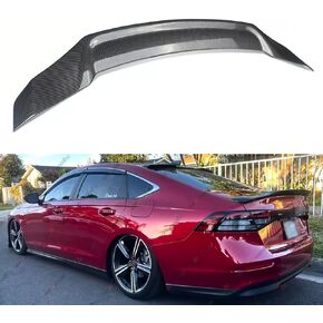 سبويلر خلفي متوافق مع 2023-2025 Honda Accord الجيل الحادي عشر، R Style Duckbill Sedan، الجزء الخارجي من صندوق السيارة ذو الركلة العالية الذيل وغطاء الجناح (نمط ألياف الكربون)