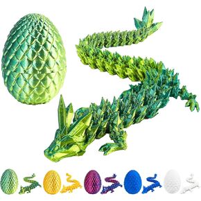 3D Printed Dragon Egg with Dragon Inside,12 Inch 3D Printed Dragon Egg Fidget Toy，Home Office Decor Executive Desk Toys for Autism/ADHD(White)