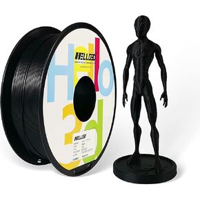 HELLO3D 3D Printer Filament, Black PLA Filament 1.75mm, Dimensional Accuracy +/-0.05mm, Fit Most FDM 3D Printing, Vacuum Packaging, 1 kg Spool (2.2 lbs), 330 Meters