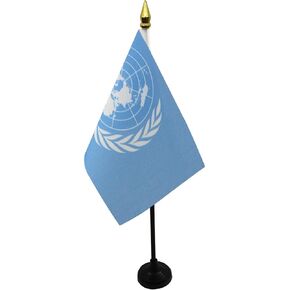 AZ FLAG United Nations Table Flag 4'' x 6'' - UNO Desk Flag 15 x 10 cm - Golden Spear top