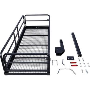 Folding Hitch-Mounted Cargo Basket - 750 Lbs Heavy-Duty Hitch Mount Cargo Carrier for 2" Receiver with Wheels and Handle, Ideal Luggage Storage for SUV, RV, Truck, and Trailer
