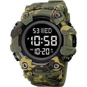 FANMIS Men's Digital 50M Waterproof Electronic Sport Watch Rubber Band Army Military 24H Time LED Light 164FT Water Resistant Calendar Date Day Watches