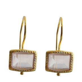 Green Amethyst Gold Plated Sterling Silver Drop Earrings - Handmade Jewelry Gift Ideas for Women - Natural Gem Gemstone - Birthday Valentine's Mother's Day Gift (prasiolite-quartz)