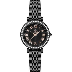 SHENGKE SK Fashion Crystal-Accented Watch for Women with Roman Numerals, Easy Read Dial Watch in Kuwait