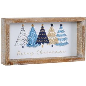 Christmas Decorations Indoor, Wooden Christmas Tree Signs for Table Desk Shelf Mantel Office, Rustic Christmas Decorations Indoor Home Decor, Farmhouse Christmas Tiered Tray Decor