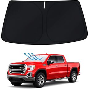 BESTVIEW Front Windshield Sun Shade Compatible with GMC Sierra 1500 2500 3500 2019-2024, Foldable Reflective Sunshade for Car Front Window, 3 Layers 210T Material
