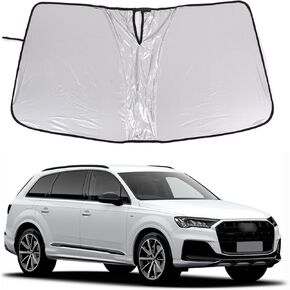 Windshield Sunshade for Audi Q7 2020-2024, Front Window Sunshade, Sun Visor Blocker, UV Protector, Heat Shield Keep Your Vehicle Cool, Lightweight & Portable (Silver)