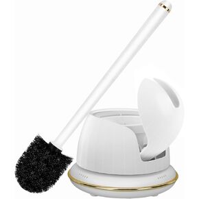 Toilet Brush and Holder Set, Toilet Bowl Brush with Long Handle, Easy to Assemble of Compact Toilet Scrubber, Gold Toilet Brush Set with No Leaks Have Vent, A Stylish Bathroom Accessories. U