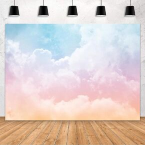 MEHOFOND 7x5ft Rainbow Cloud Backdrop for Birthday Party Decorations Colorful Sky Girl Birthday Photography Background Baby Shower Banner Cake Table Studio Photo Props