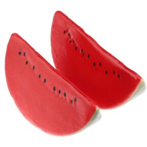 Gresorth 2pcs Artificial Lifelike Simulation Watermelon Slice Fake Fruit Toy for Home House Party Kitchen Decoration