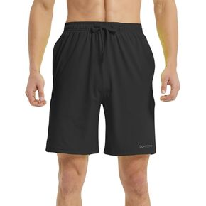 ZONBAILON Mens Athletic Shorts with Pockets, Workout Shorts Elastic Waistband Running Shorts