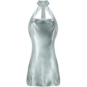 Vanessa Kensington Dress Costume Women Metallic Mini Dress Sexy Silver Cocktail Club Party Dress
