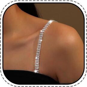 EVILD Sparkly Rhinestone Shoulder Straps Jewelry Bra Tops Dress Shoulder Chain Rave Party Costume Chain For Women(one piece)