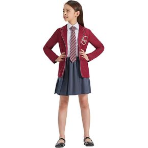 AwwwCos Matilda the Musical Cosplay Gray Costume School Girl Dress Uniform Suit Skirt Tie Halloween Party Outfit