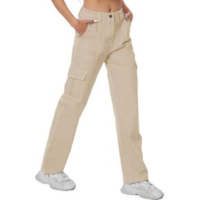 Tapata Women's 28"/30"/32"/34" Straight Leg Cargo Pants Petite, Regular, Tall Casual Pants Trendy Streetwear 6 Pockets