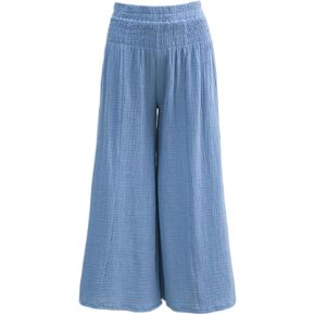 Amazhiyu Women's Cotton Gauze Wide Leg High-Waist Casual Palazzo Summer Pants