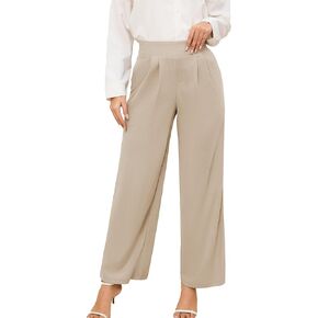 HVT Wide Leg Pants for Women High Elastic Waisted Work Pants Business Palazzo Trousers with Pockets