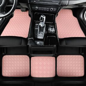 Auto Newer Waterproof Faux Leather Car Floor Mat Full Set,Durable All-Weather Mats,Car Carpet Mats with Anti-Slip Backing,Car Protector Mat,Universal Fit for Most Sedan, SUV, Truck (Black,5PCS)