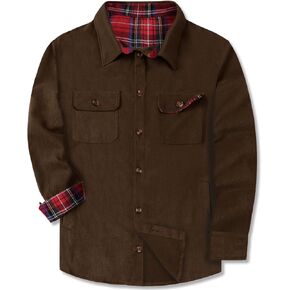 SANGTREE Mens & Boys Flannel Shirts Long Sleeve Button Down Shirts with Double Chest Pockets, 5 Years - Adult 4XL