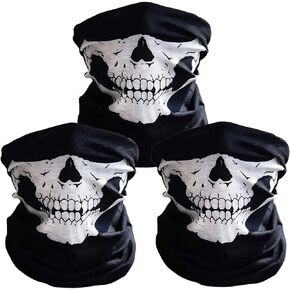 3 PCS Skull Mask Breathable Skull Face Masks Black Seamless Skull Balaclava Mask for Motorcycle Bike Hiking Ski Halloween