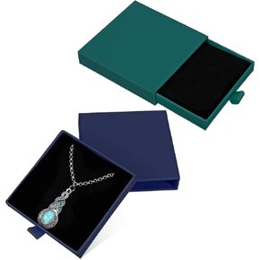 Jewelry Gift Storage Boxes, 2 Pack 3.2x3.2x0.7 Inch Small Gift Boxes Cardboard Jewelry Boxes for Bracelets Earrings Ring Necklaces Jewelry Gift(Dark Green+Dark Blue)