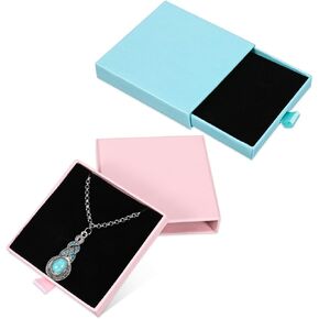 Jewelry Gift Storage Boxes, 2 Pack 3.2x3.2x0.7 Inch Small Gift Boxes Cardboard Jewelry Boxes for Bracelets Earrings Ring Necklaces Jewelry Gift(Dark Green+Dark Blue)