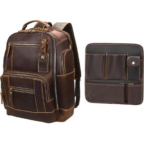 LANNSYNE Men's Vintage Full Grain Leather 15.6 Inch Laptop Backpack and Leather Organizer Insert for Backpack/Tote Bag/Travel Rucksack/Daypack Bag